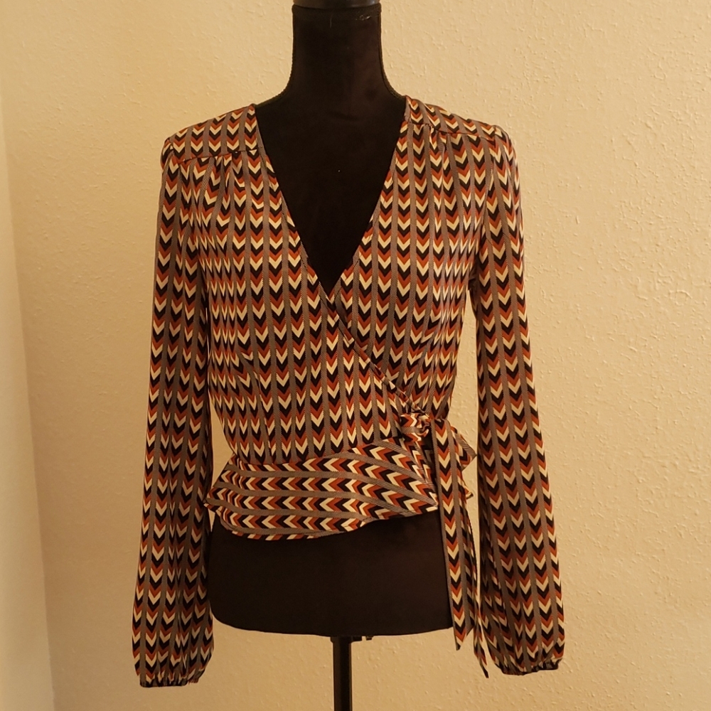 Nasty Gal After Party Long Sleeve Tie Blouse